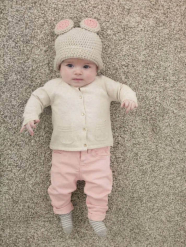 Girl's Baby Bear Hat Crochet Kit and Pattern in Lion Brand Yarn - Start Crochet