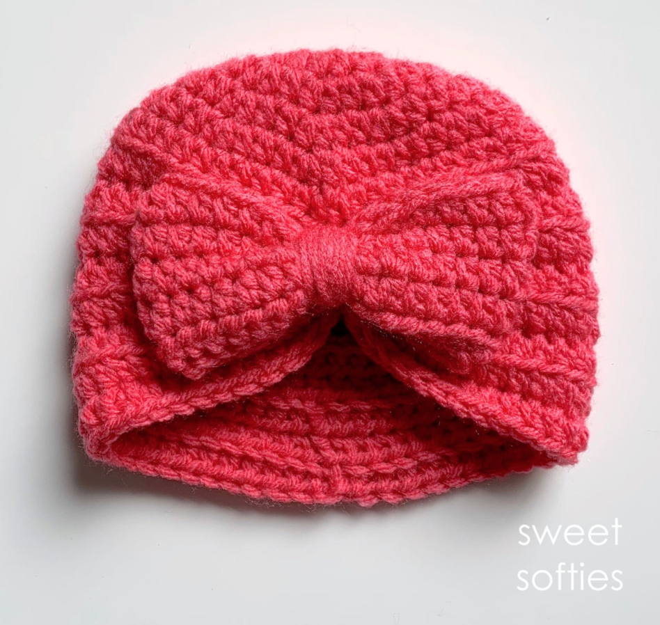 Ribbed Baby Turban Hat & Bow - Start Crochet