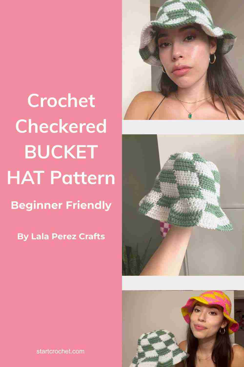 Crochet Bucket Hat checkered pattern