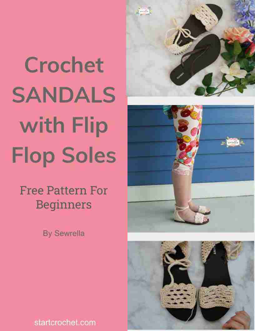 Summer Crochet Sandals with Flip Flop Soles (Sewrella) - Start Crochet