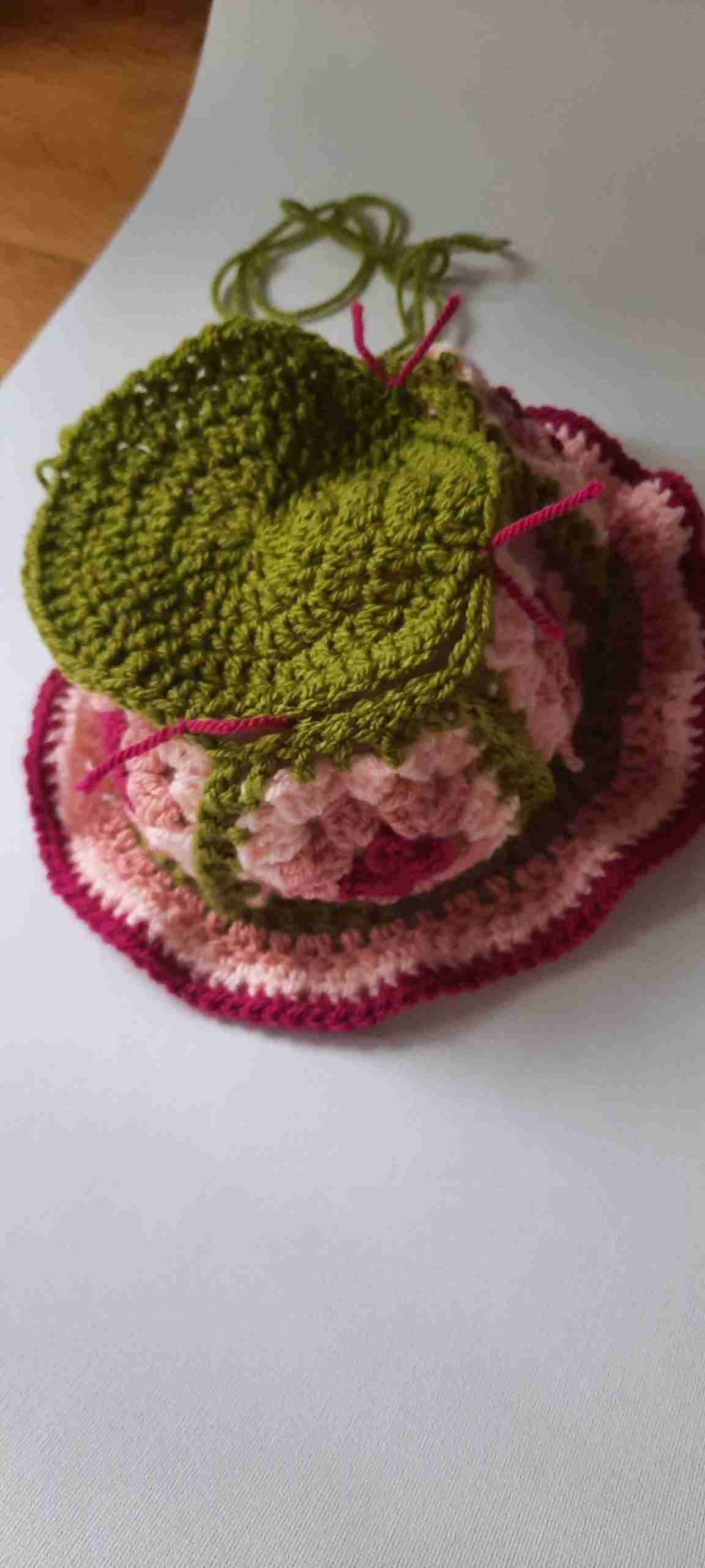 Crochet Granny Square Bucket Hat Attaching Top