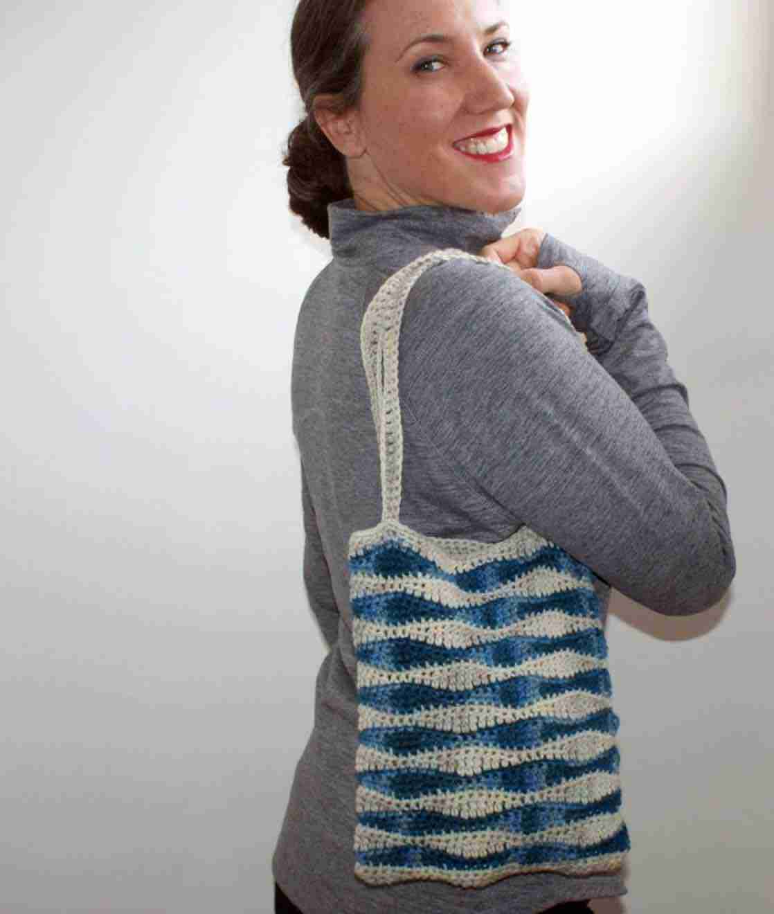 Crochet Pattern Tote Bag - Ocean Waves - Start Crochet
