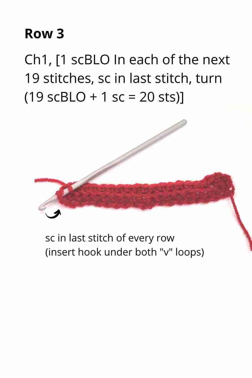 How to crochet ribbing (Row 3)