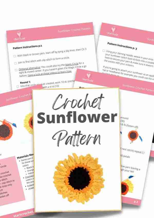 Sunflower-Appliqué-Crochet-Pattern