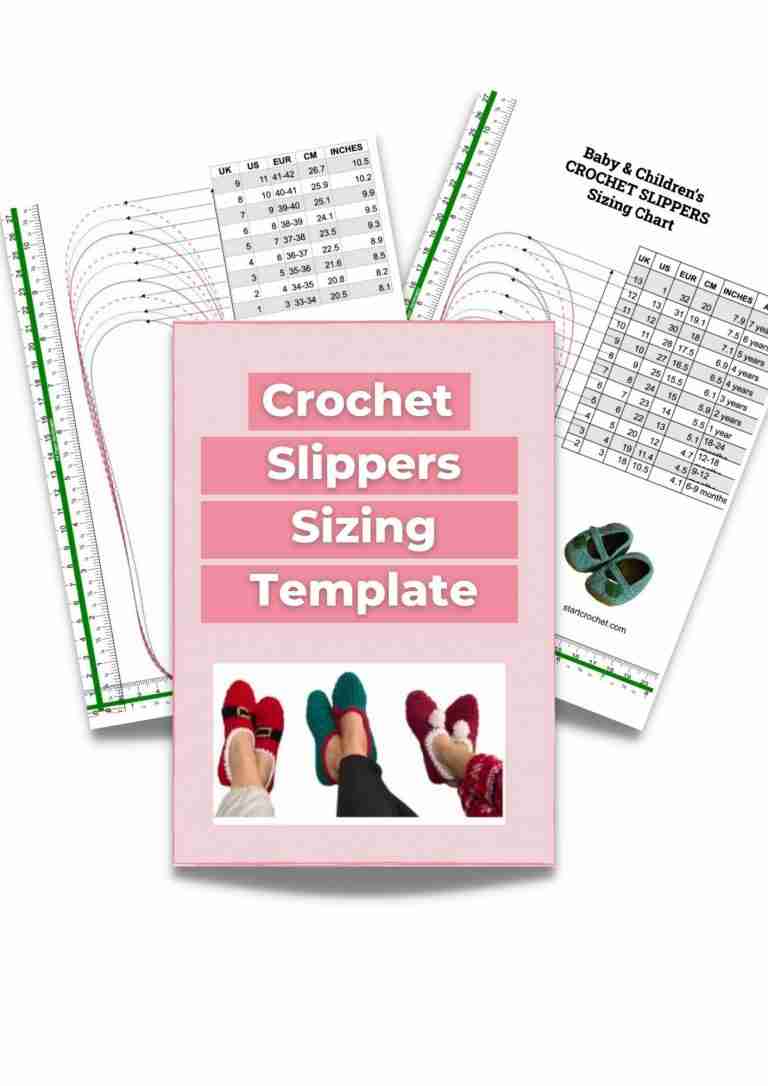 Crochet Slippers Sizing Chart + Template (Printable PDF) Start Crochet