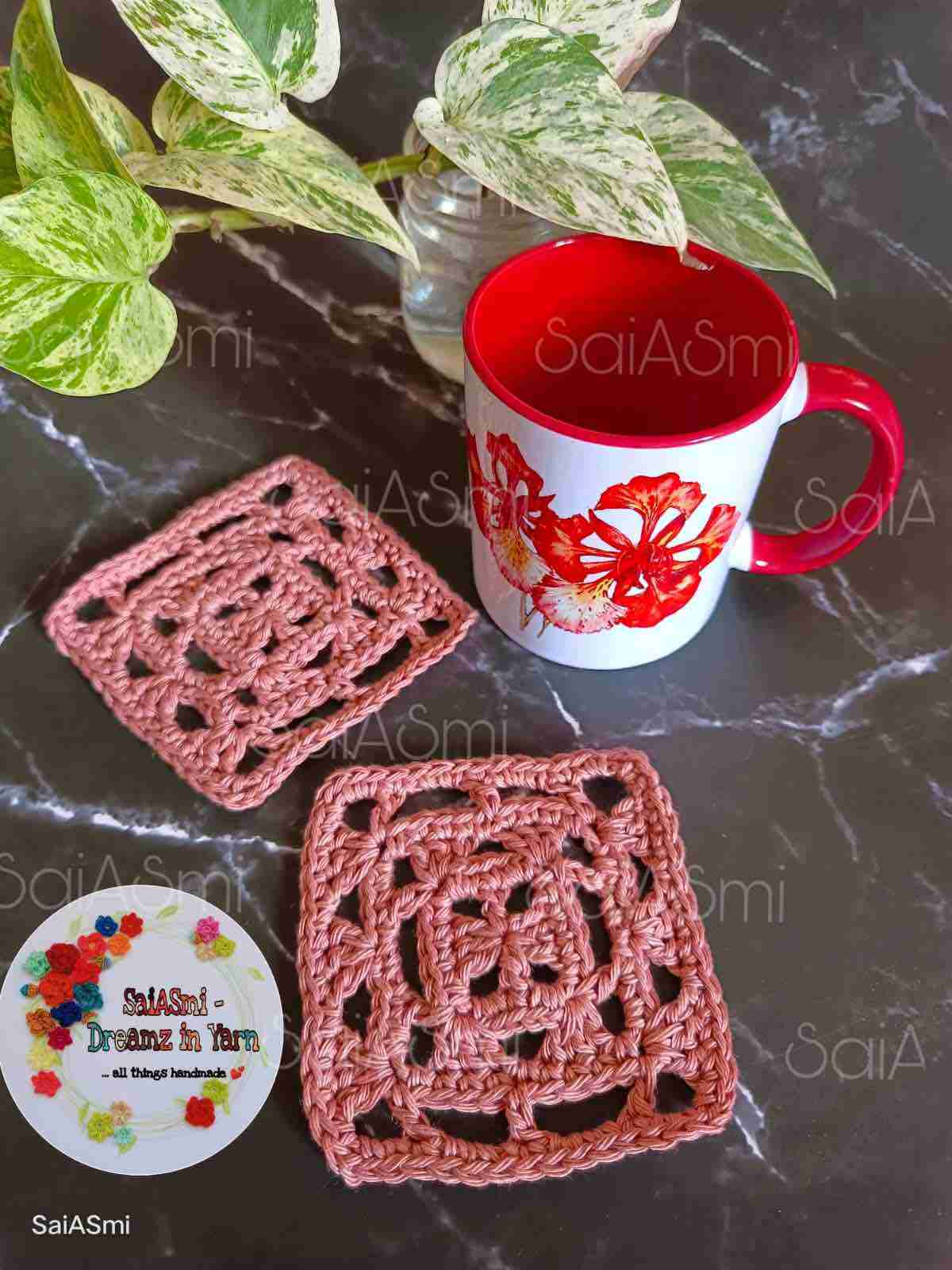 Granny Square Coaster Crochet Pattern