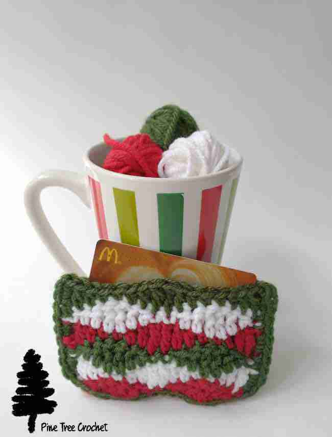 Free Crochet Pattern Holiday Waves Gift Card Holder - Pine Tree Crochet