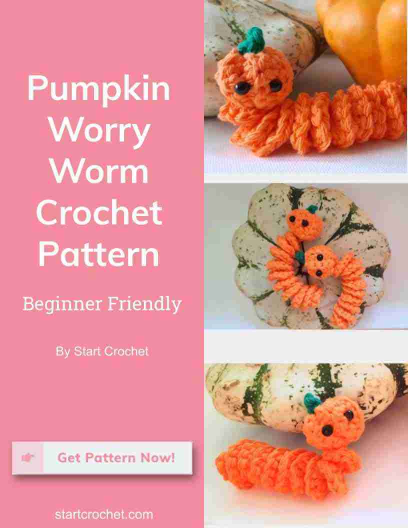 Pumpkin Worry Worm Halloween Crochet Pattern Free