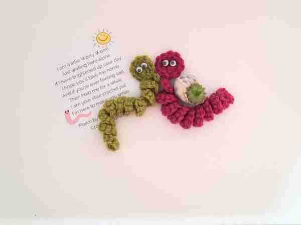 Worry Worm Crochet Pattern PDF Poem Tags