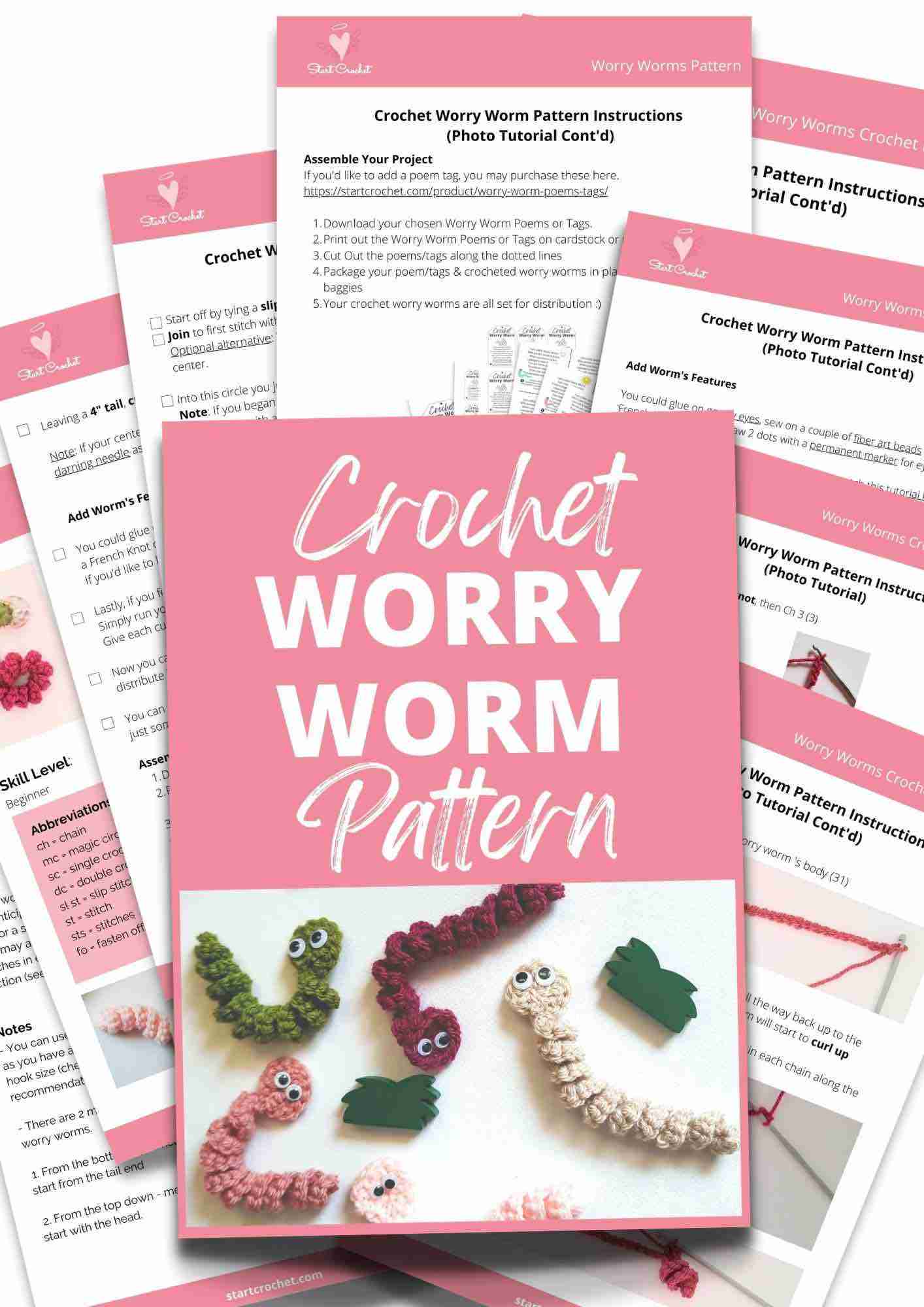 Worry Worm Crochet Pattern PDF