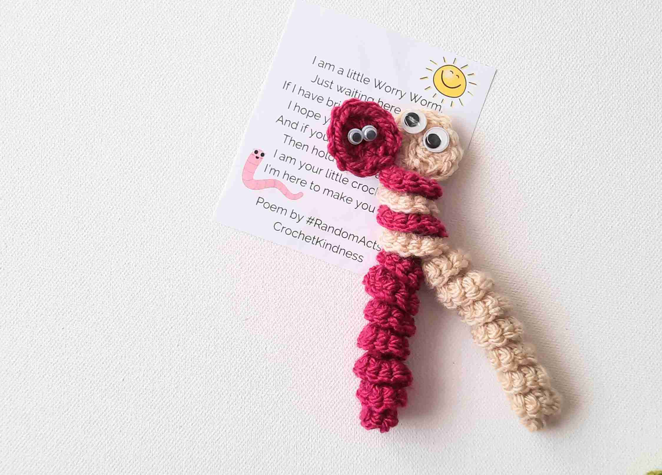Worry Worms Crochet Pattern Poem Tags