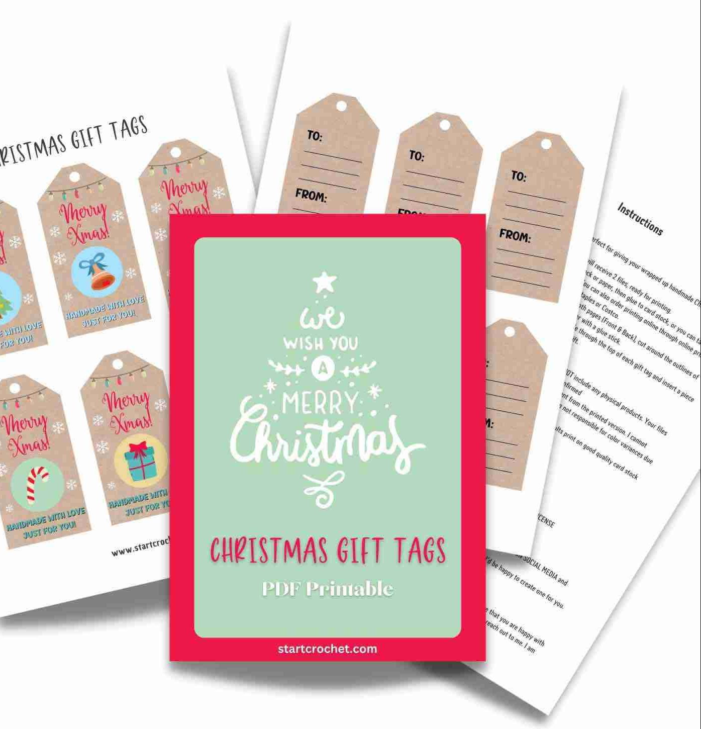 Christmas Gift Tags PDF Printable Handmade With Love