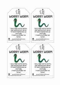 Elf Worry Worm Tags Printable
