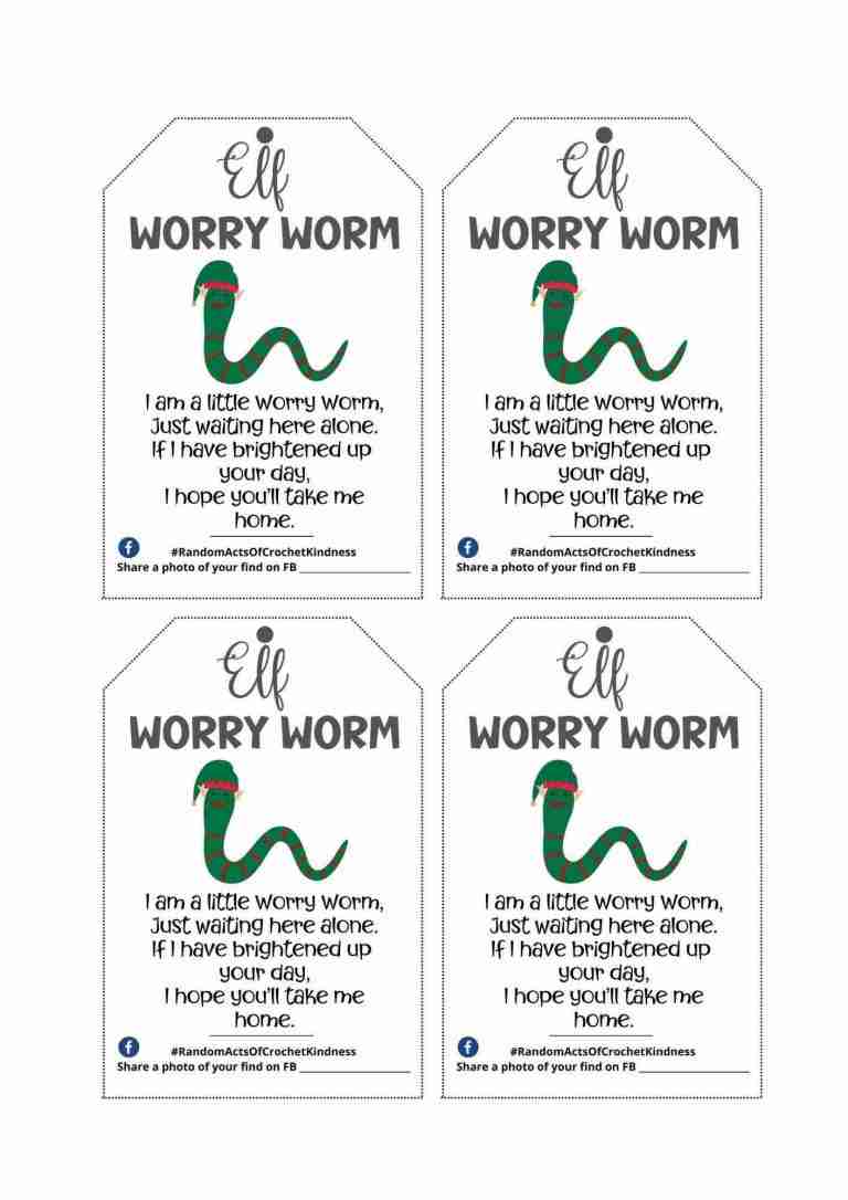 Elf Worry Worm Poem Tags (PDF Printable) Start Crochet
