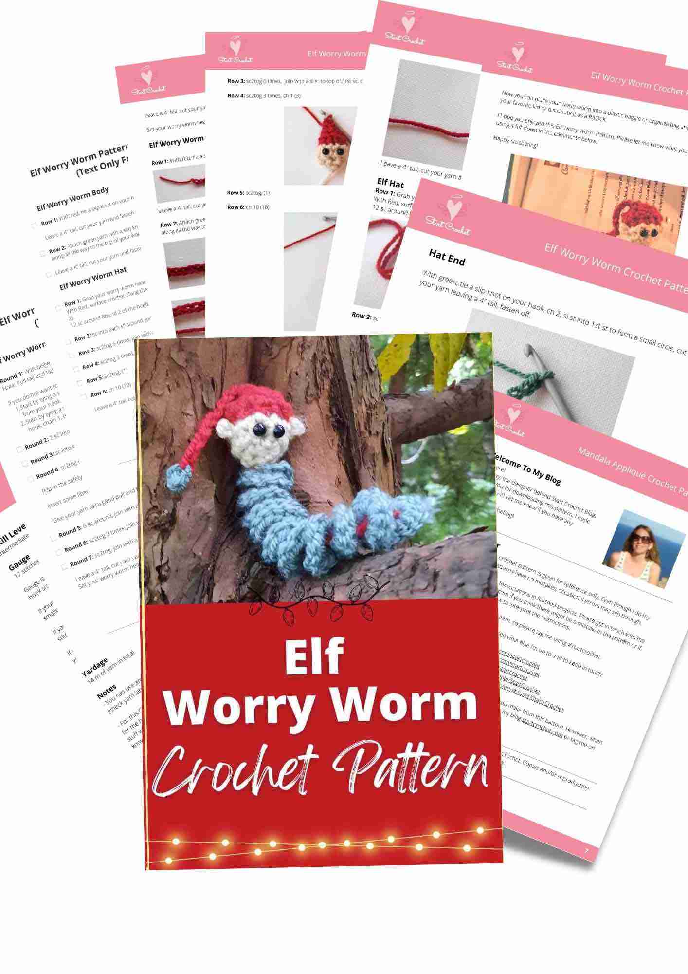 Elf Worry Worm Crochet Pattern PDF - 1