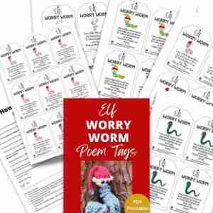 Elf Worry Worm Tags Printable - 1