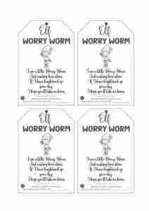Elf Worry Worm Tags Printable - 8
