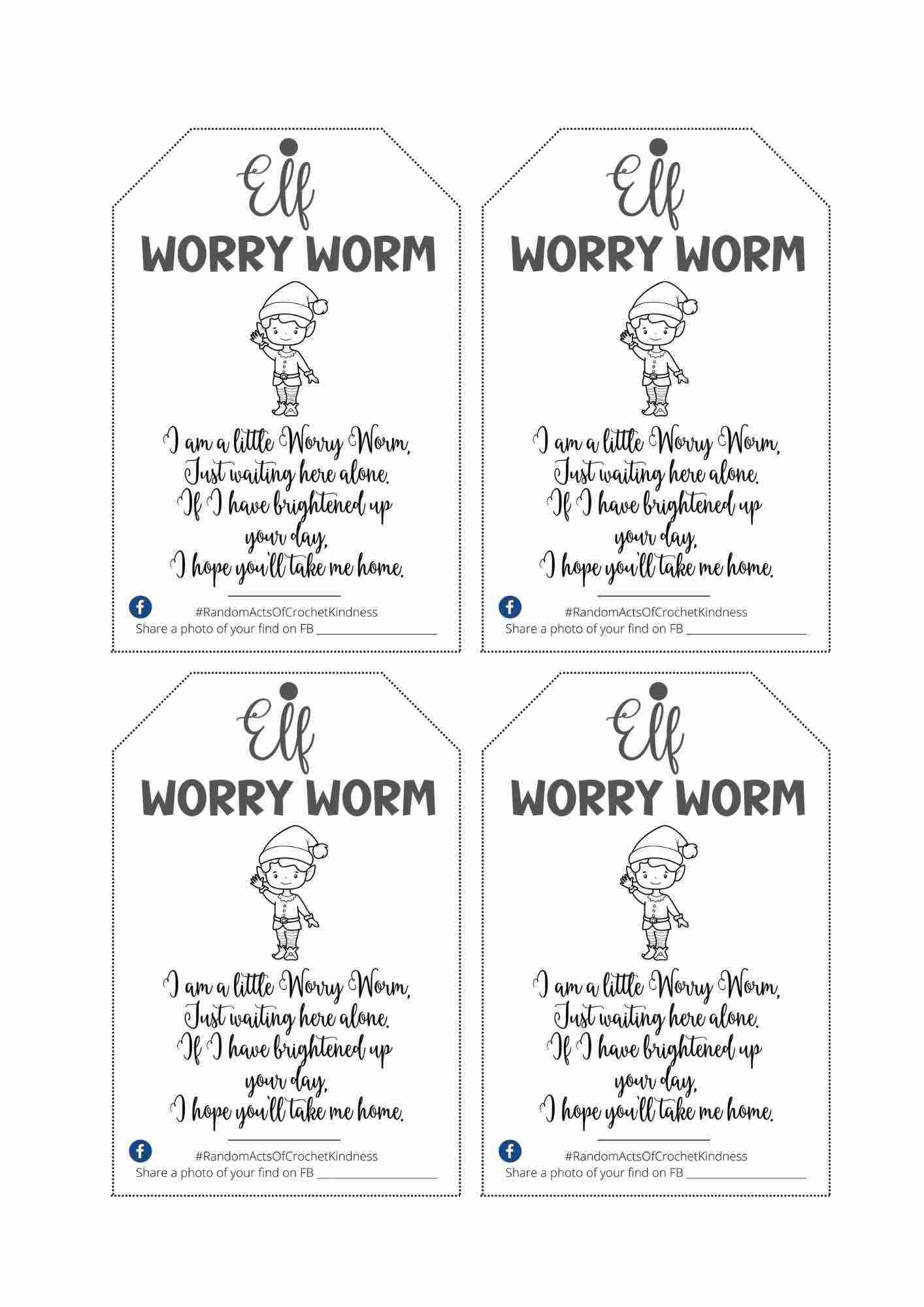 Elf Worry Worm Tags Printable - 8