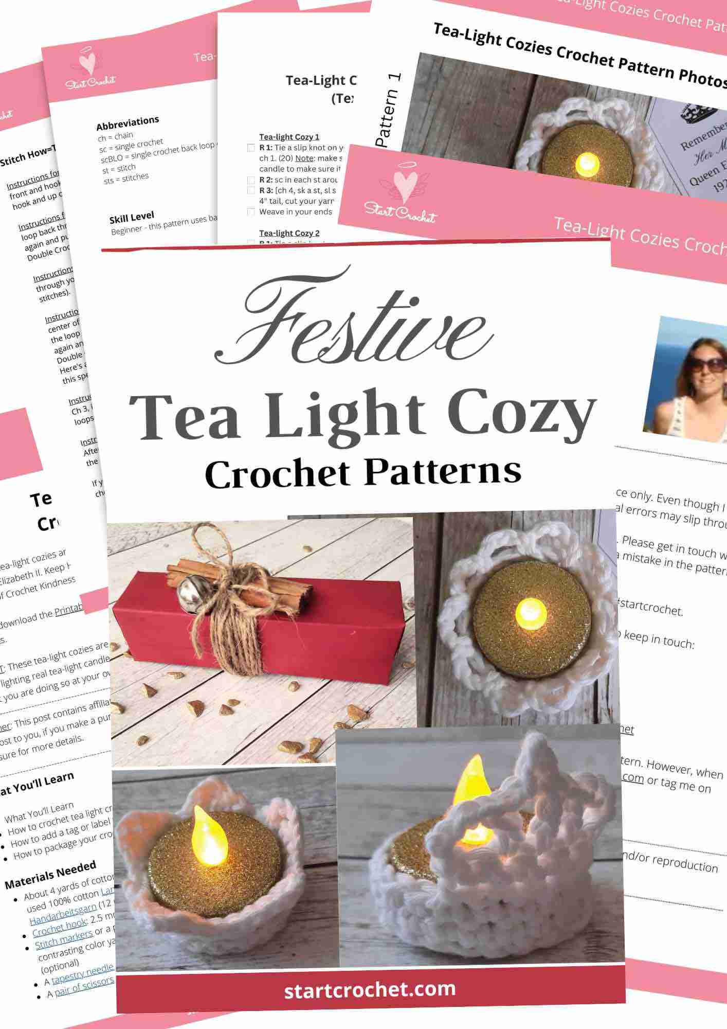 Tea Light Candle Cozy Crochet Pattern PDF