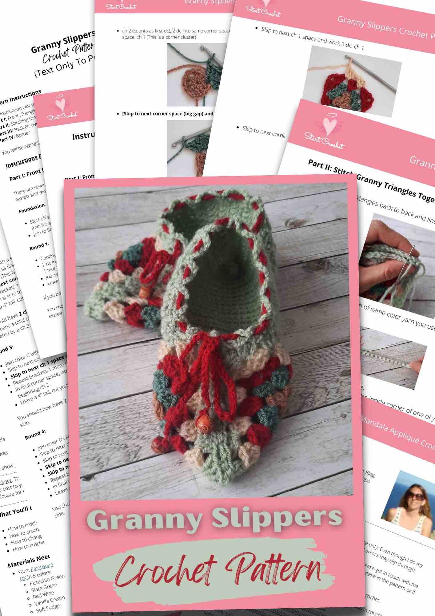 Granny Slippers Crochet Pattern PDF (A4) - Granny Slippers Crochet Pattern PDF