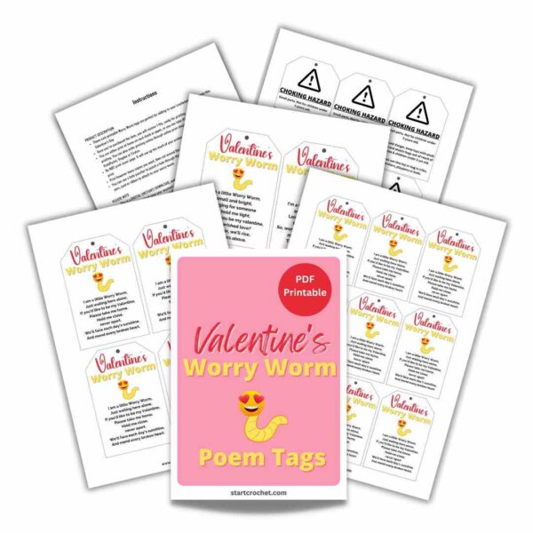 Valentine Worry Worm Poem Tags PDF Printable