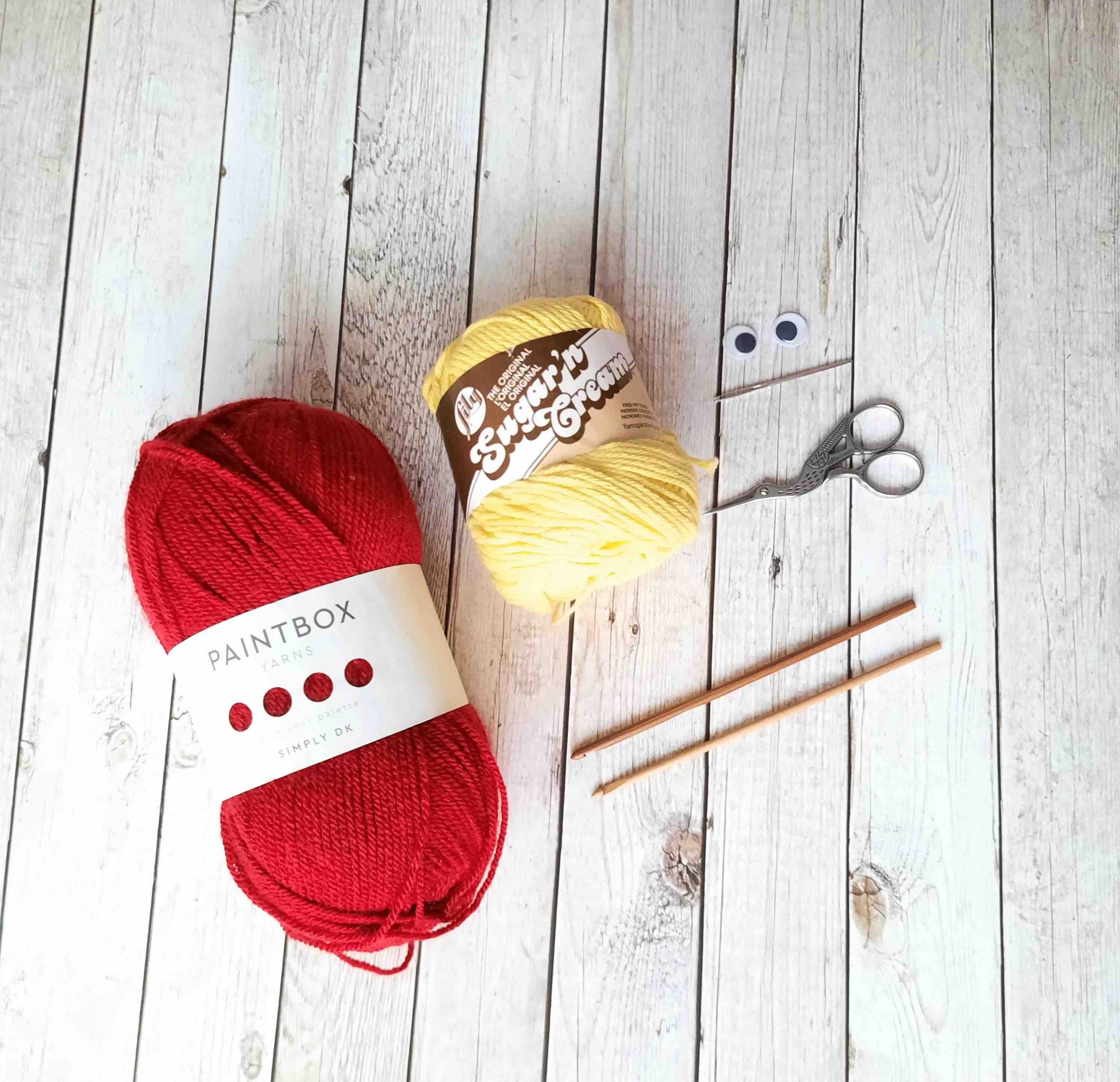 Valentine's Worry Worm Emoji Materials - Lily Sugar n'Cream yarn, Paintbox Yarns