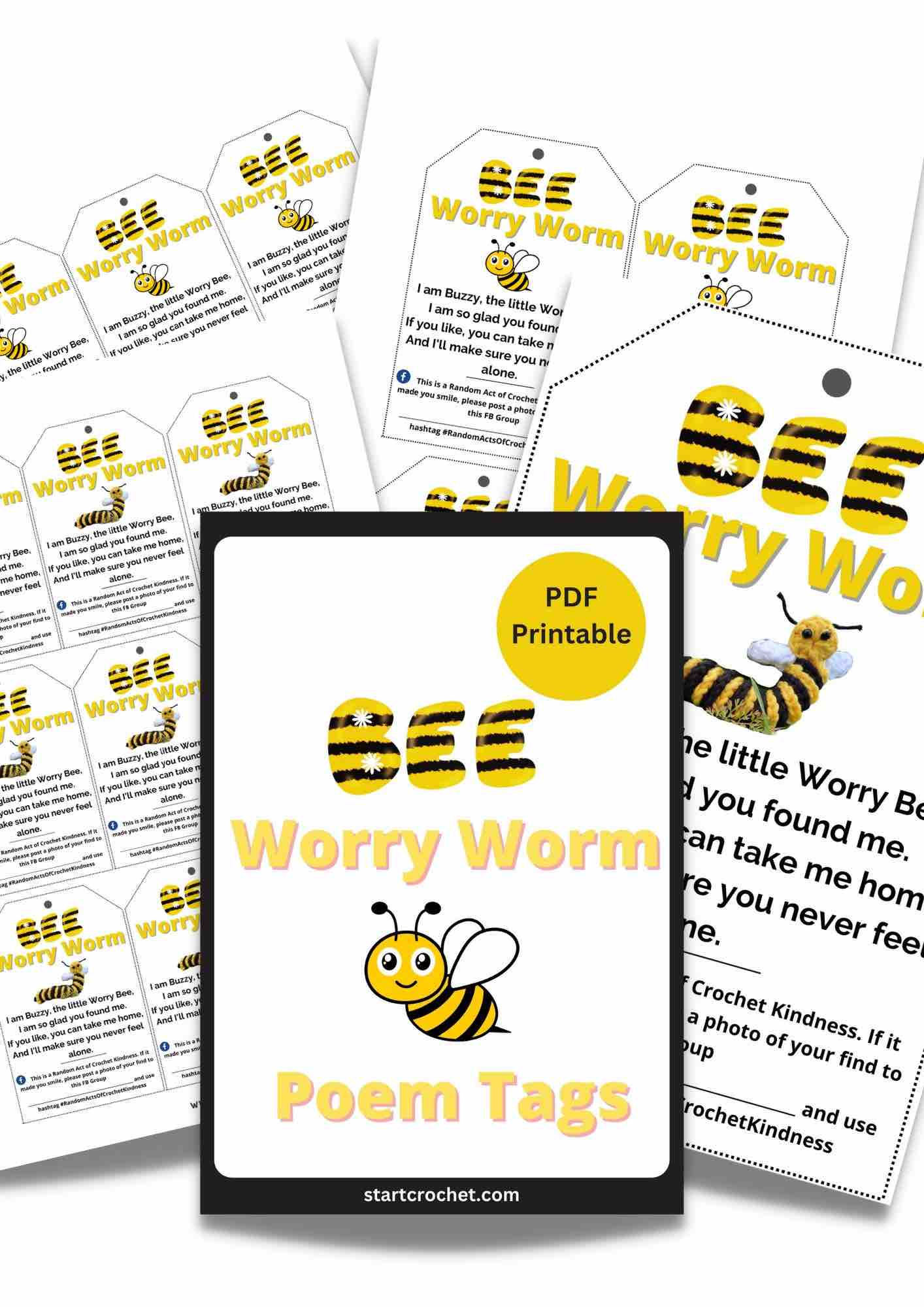 Editable Bee Worry Worm Poem Tags - Bee Worry Worm Poem Tags