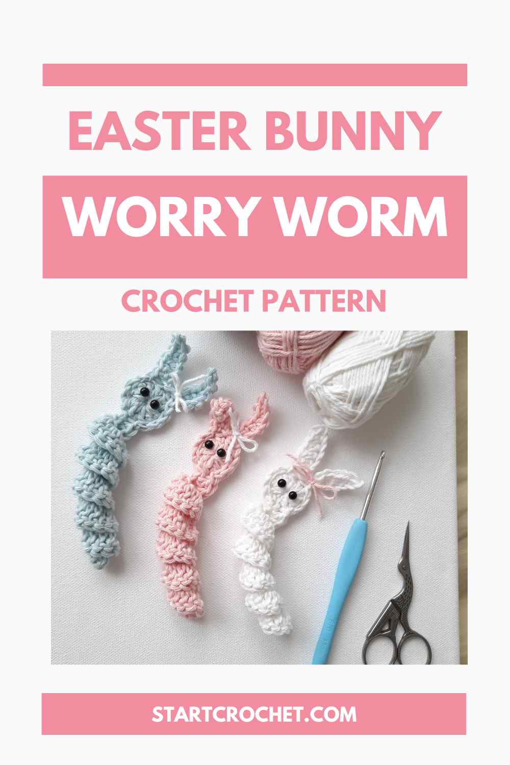 Easter Bunny Worry Worm Crochet Pattern