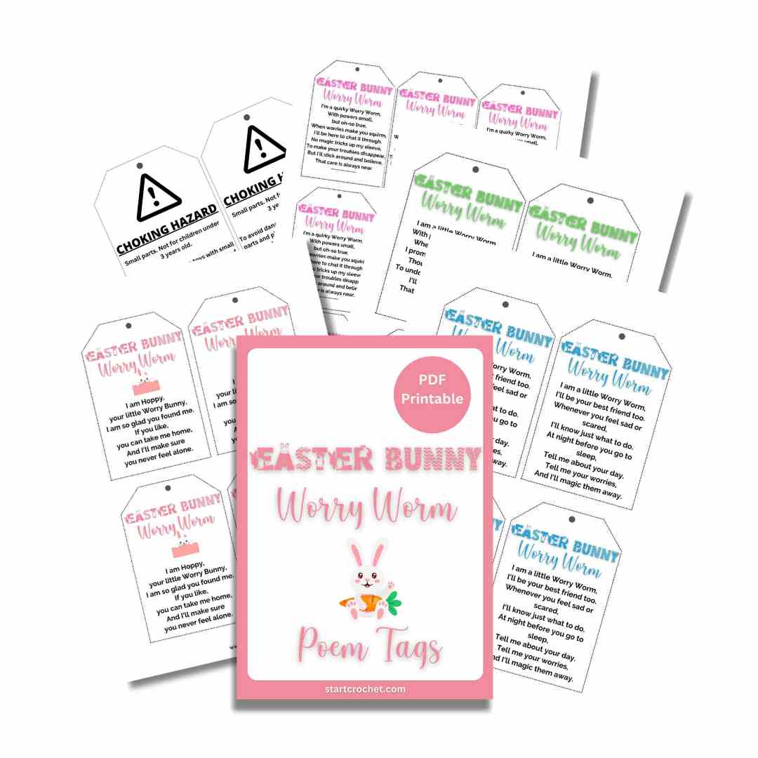 Easter Bunny Worry Worm Poem Tags PDF Printable