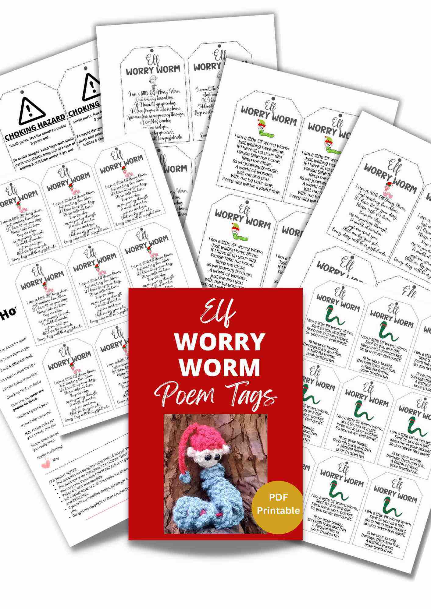 Elf Worry Worm Poem Tags PDF Printable