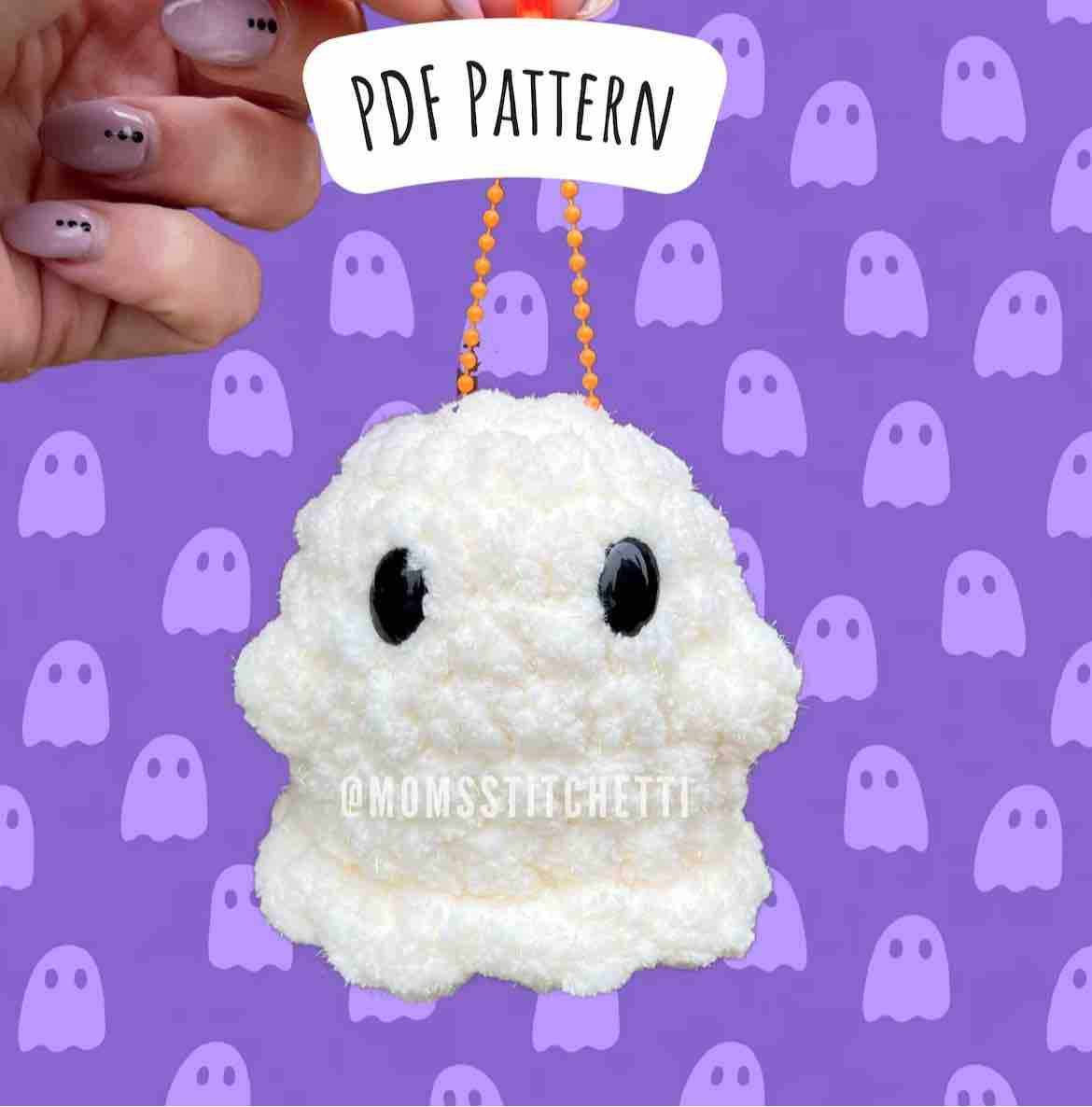 Ghost crochet keychain pattern