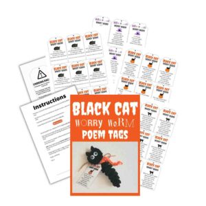 Black Cat Worry Worm Poem Tags PDF Printable