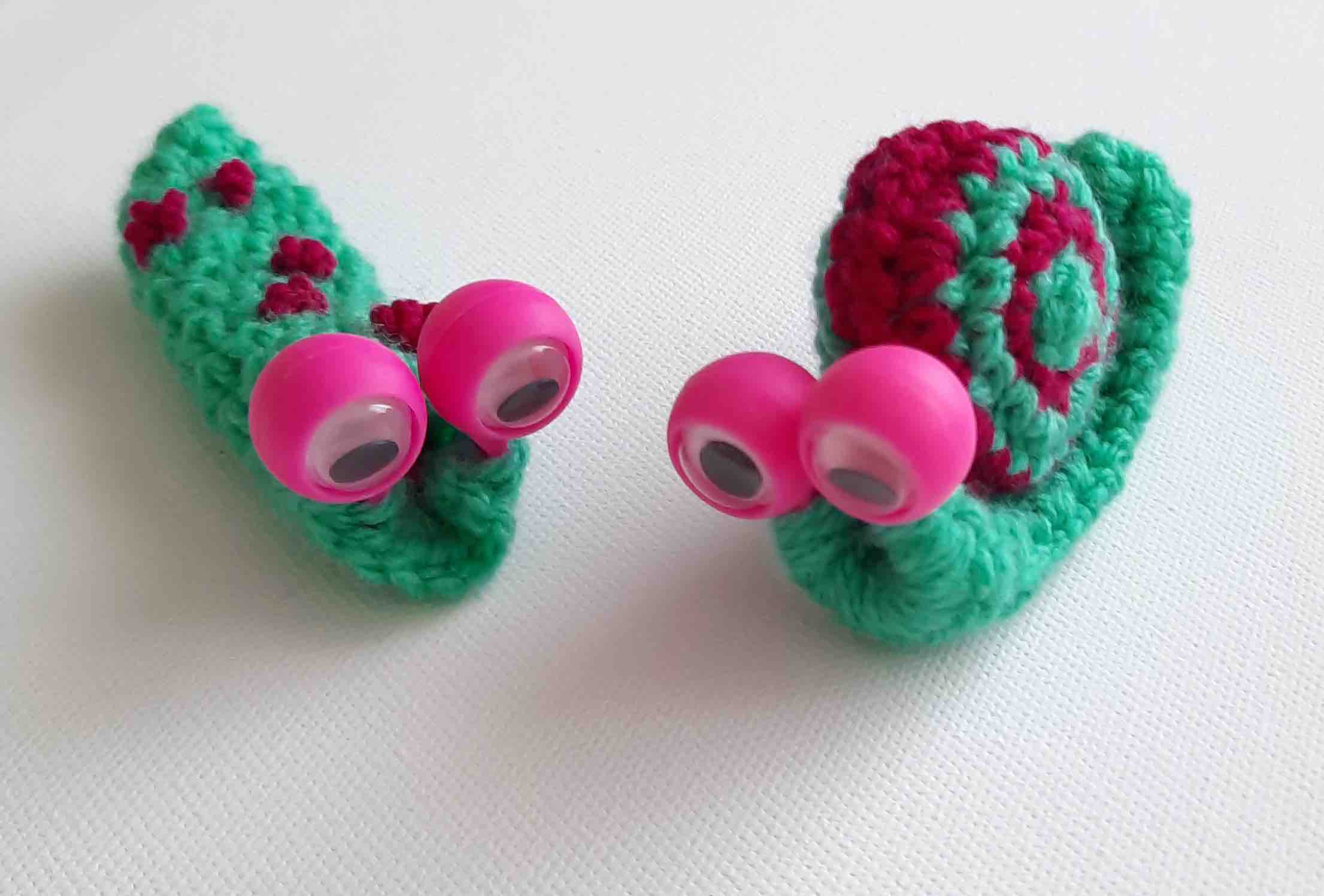 Slugs & Snails finger puppet eyes crochet pattern