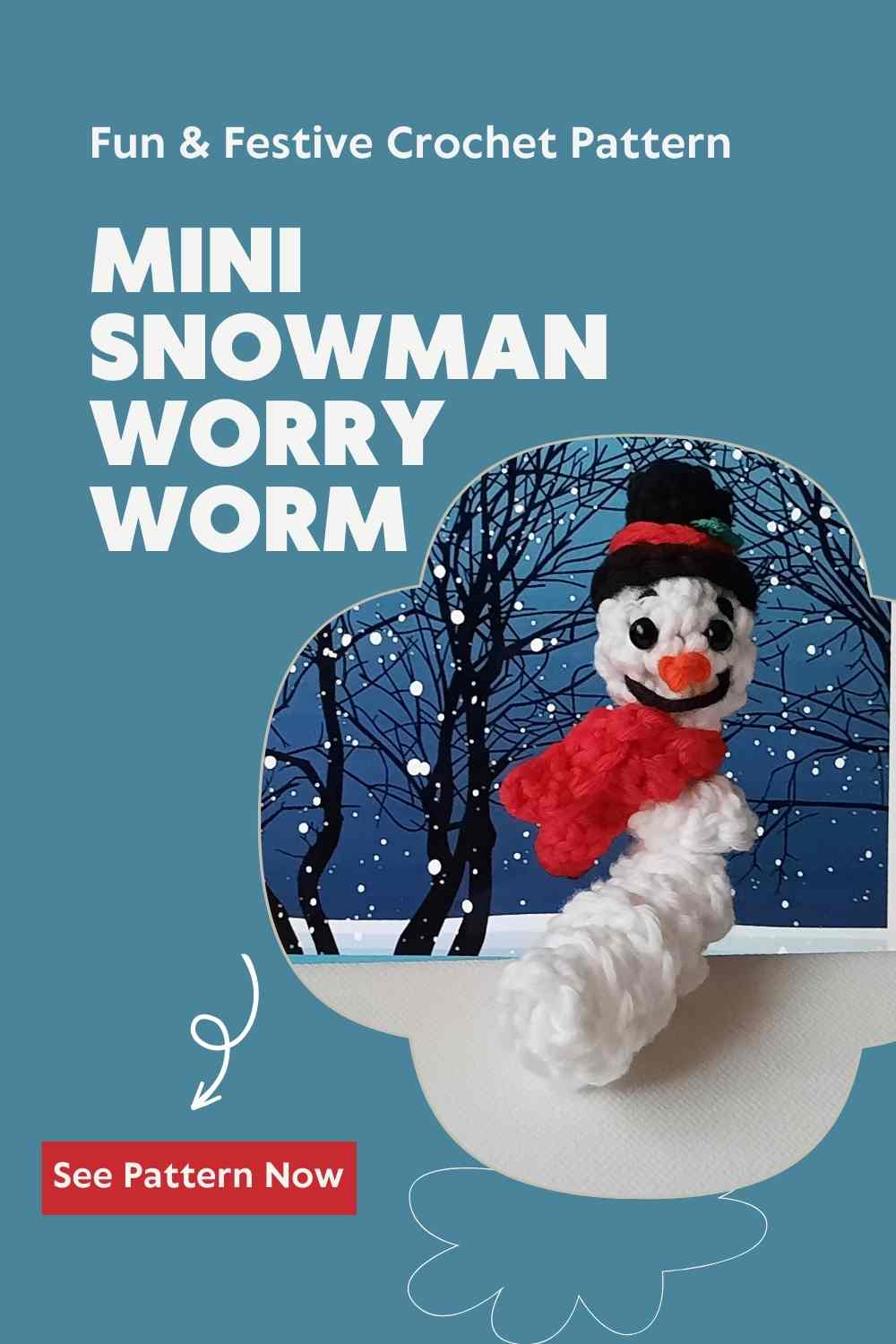 Snowman Worry Worm crochet pattern