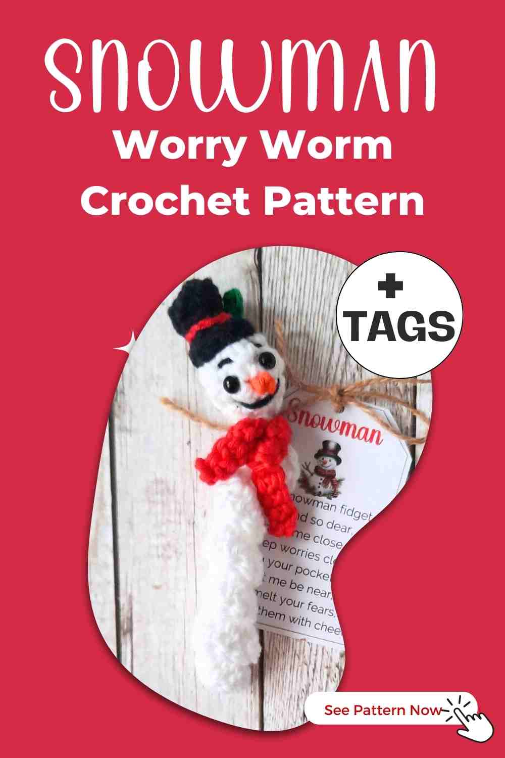 Snowman Worry Worm Crochet Pattern