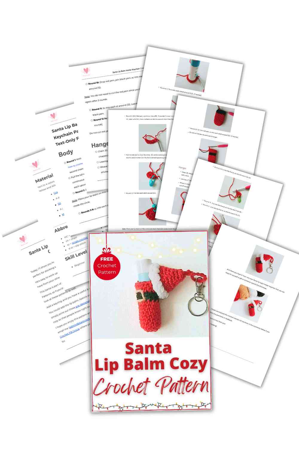 Santa Lip Balm Cozy Crochet Pattern PDF Cover