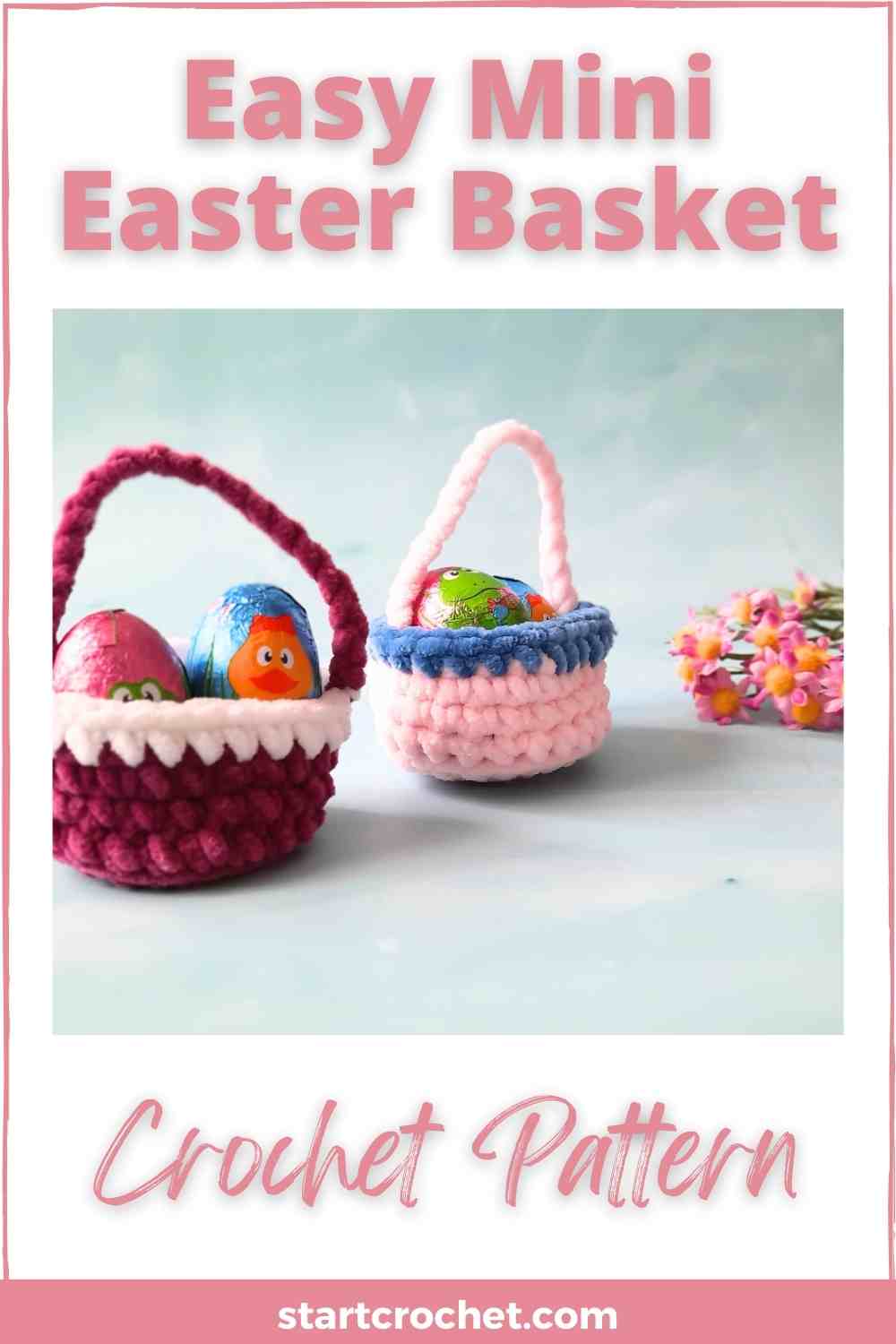 Easy Mini Easter Basket Crochet Pattern Pin