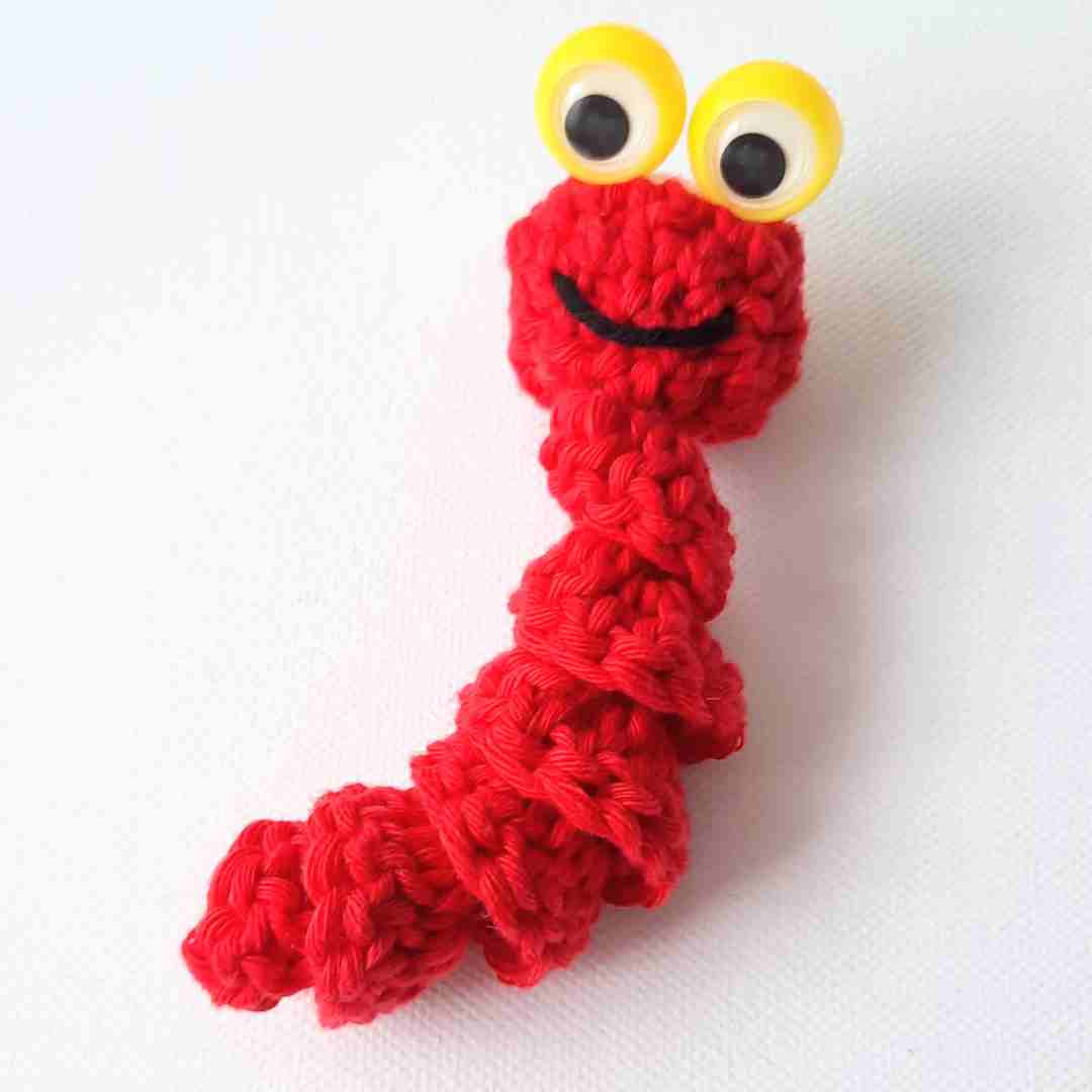 Finger Puppet Googly Eye Worry Worm Crochet Pattern