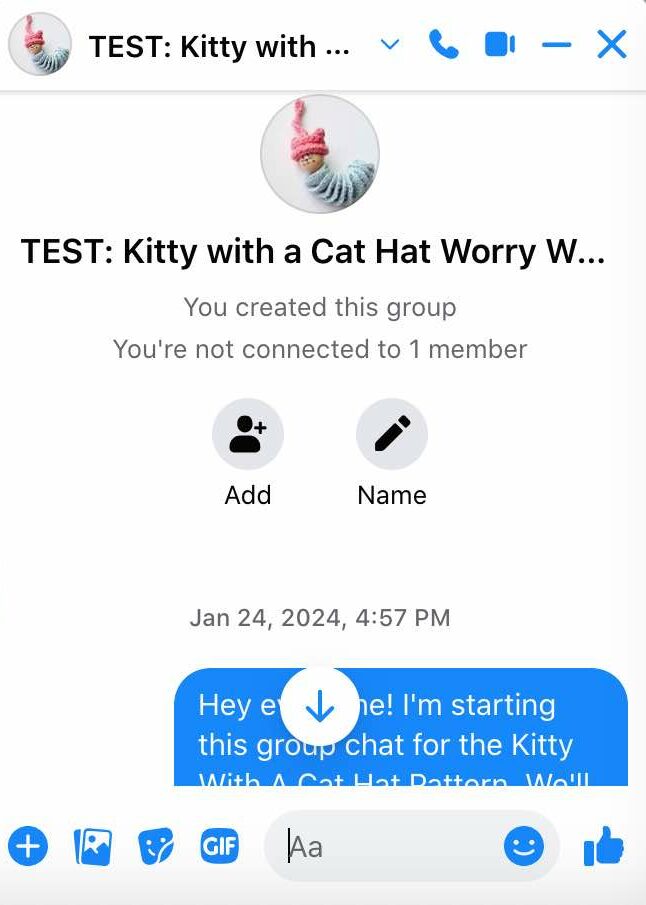 Crochet pattern testing fb group chat