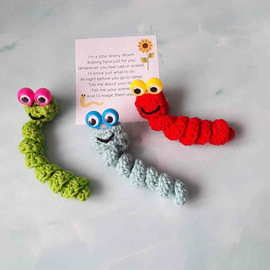 Finger Puppet Googly Eyes Wiggle Worm Crochet Pattern