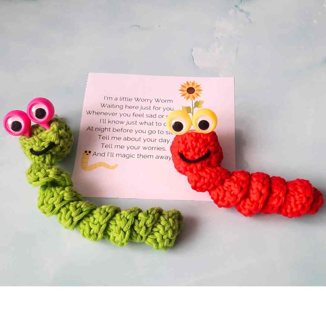 Finger Puppet Googly Eyes Worry Worm Crochet Pattern + Printable Poem Tags (Editable with Canva) - Image 8