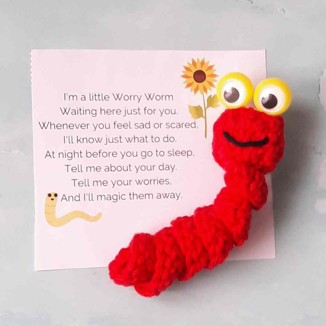 Finger Puppet Googly Eyes Worry Worm Crochet Pattern + Printable Poem Tags (Editable with Canva) - Image 6