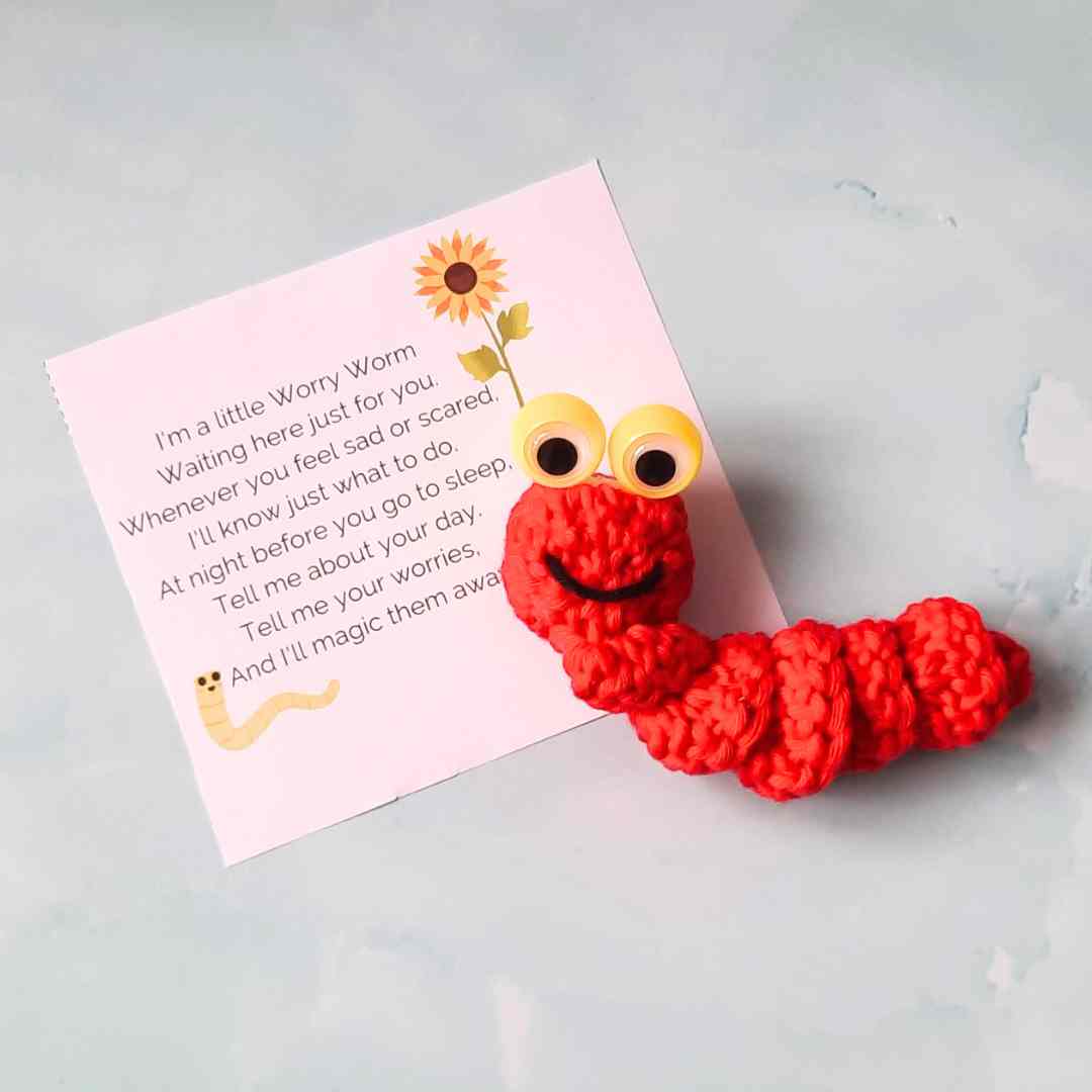 Finger Puppet Googly Eyes Worry Worm Crochet Pattern + Printable Poem Tags (Editable with Canva) - Image 5
