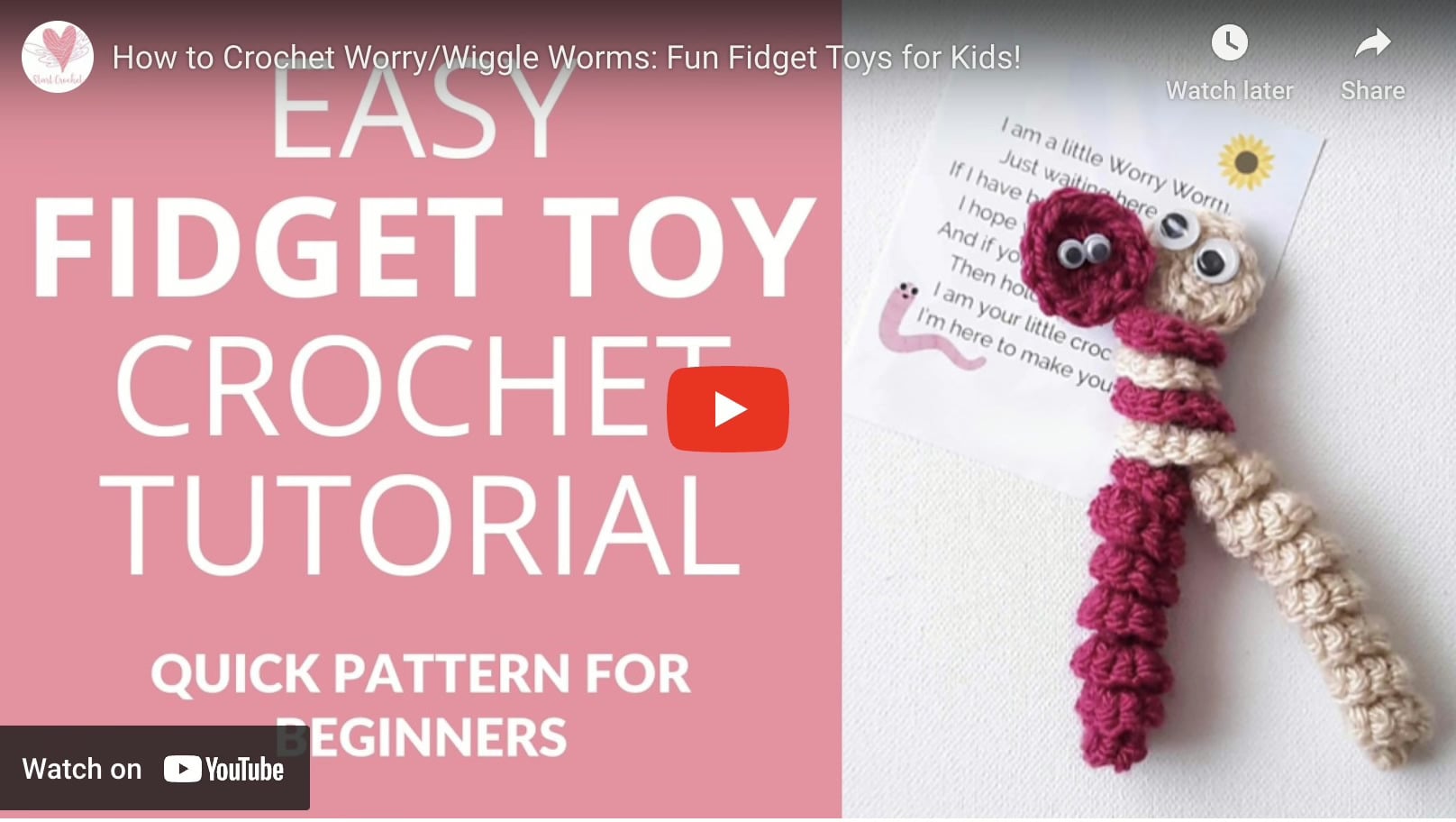 Worry Worm Crochet Pattern Youtube Tutorial