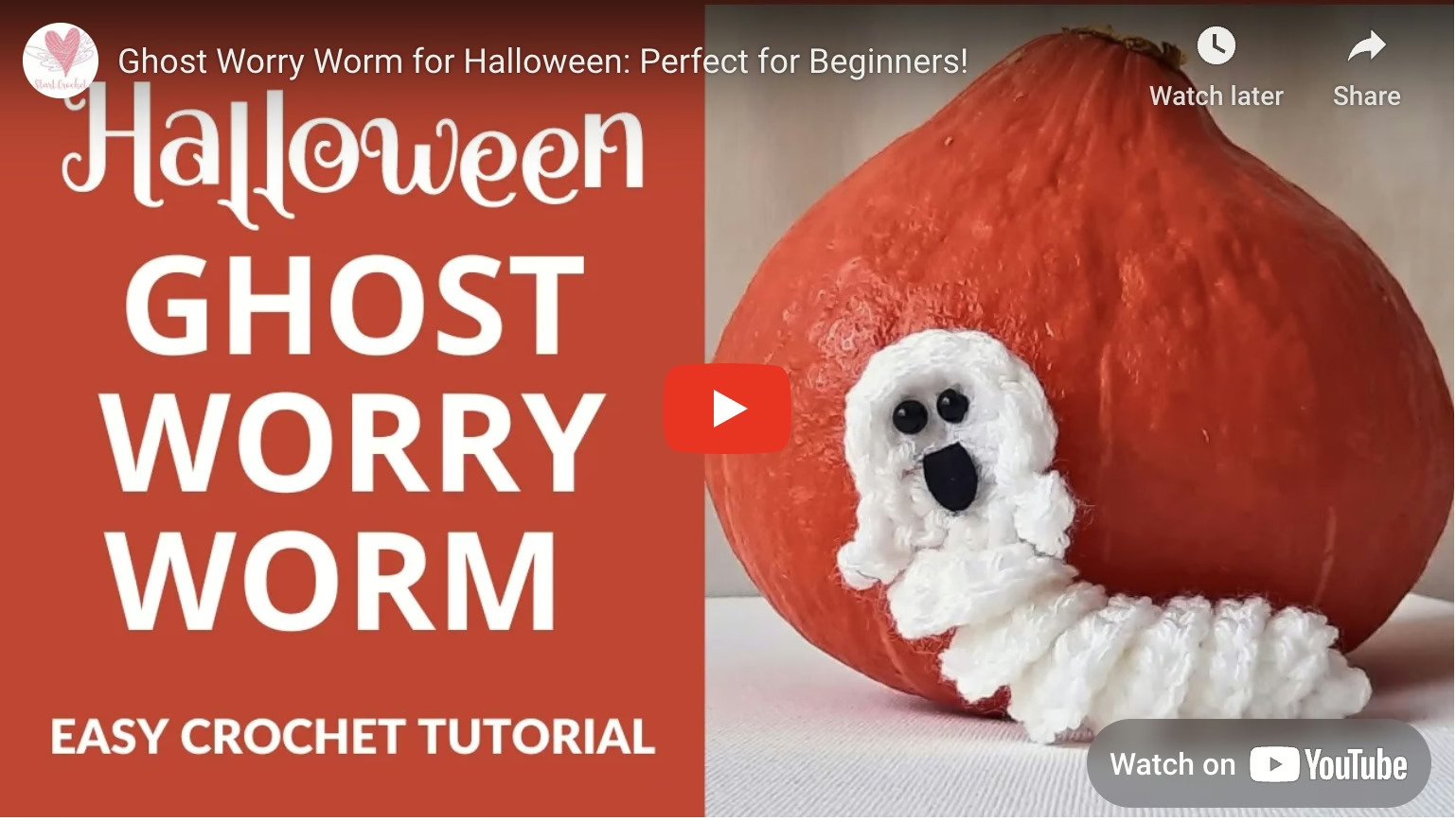 Ghost Worry Worm Crochet Pattern Video Ghost Worry Worm Crochet Pattern Video