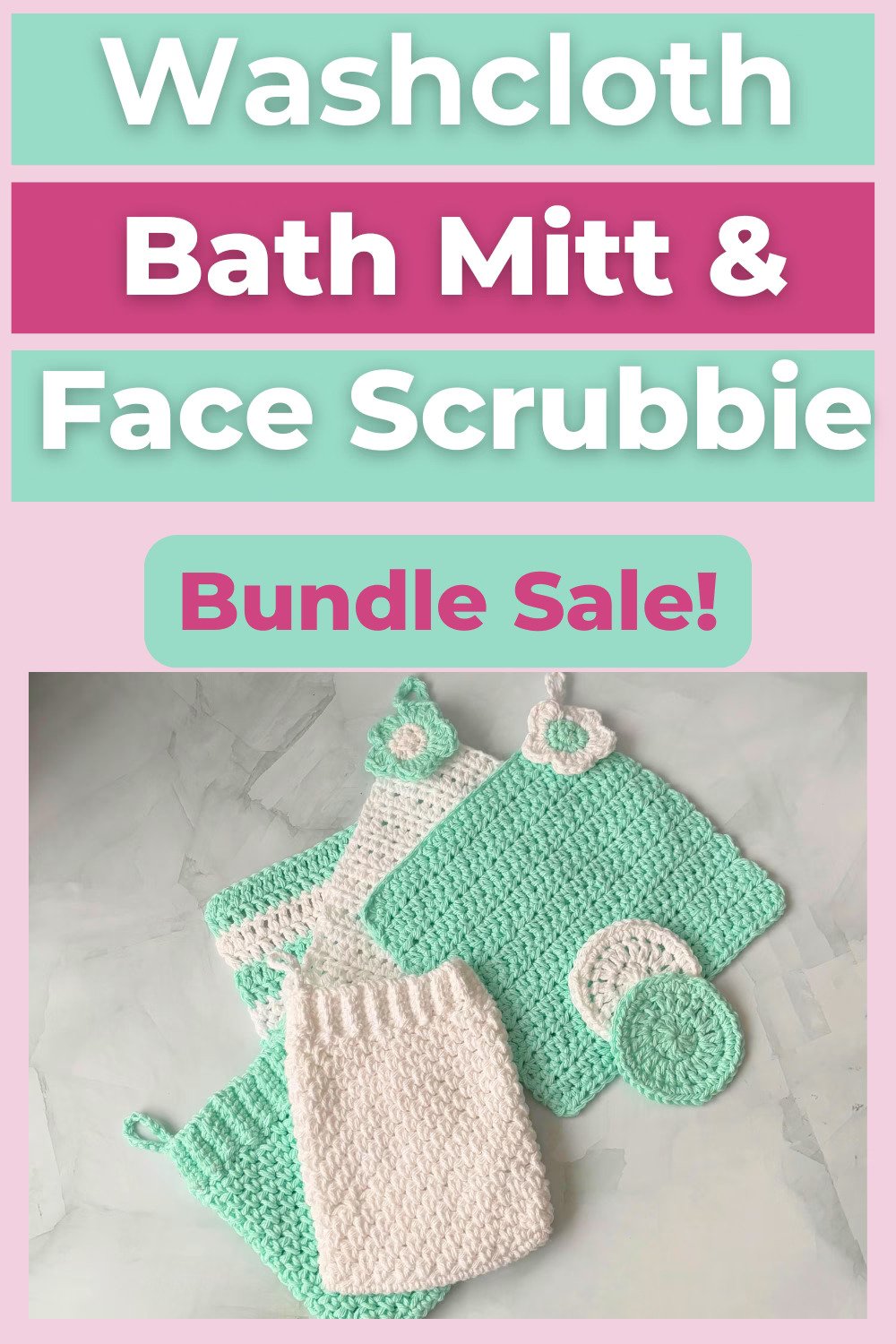 Washcloth, Bath Mitt, Face Scrubbie Bundle Sale Washcloth, Bath Mitt, Face Scrubbie Bundle Sale