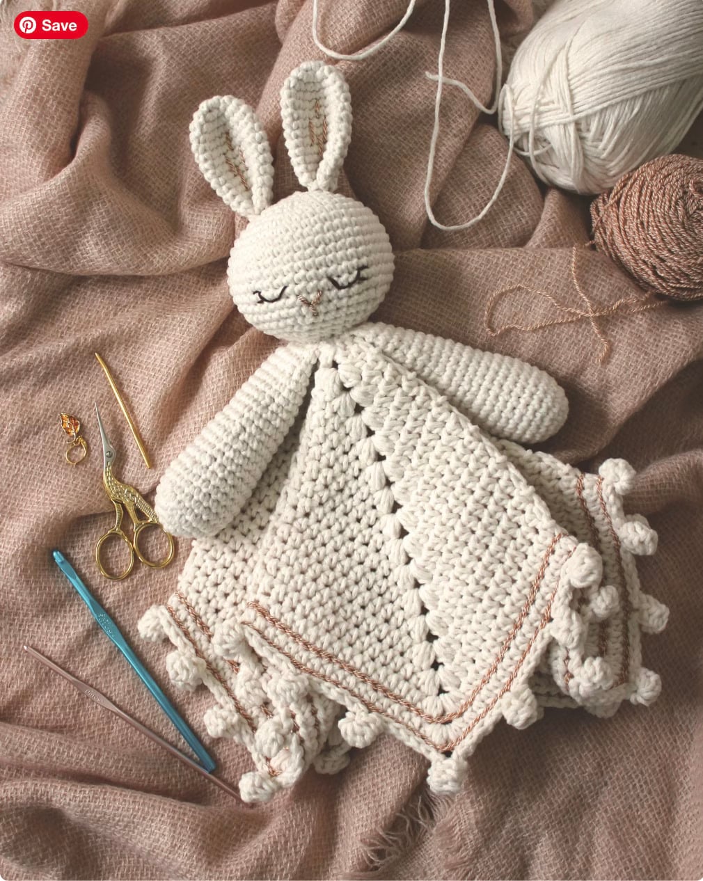 Baby Crochet Patttern Sleepy Bunny Lovey Security Blanket