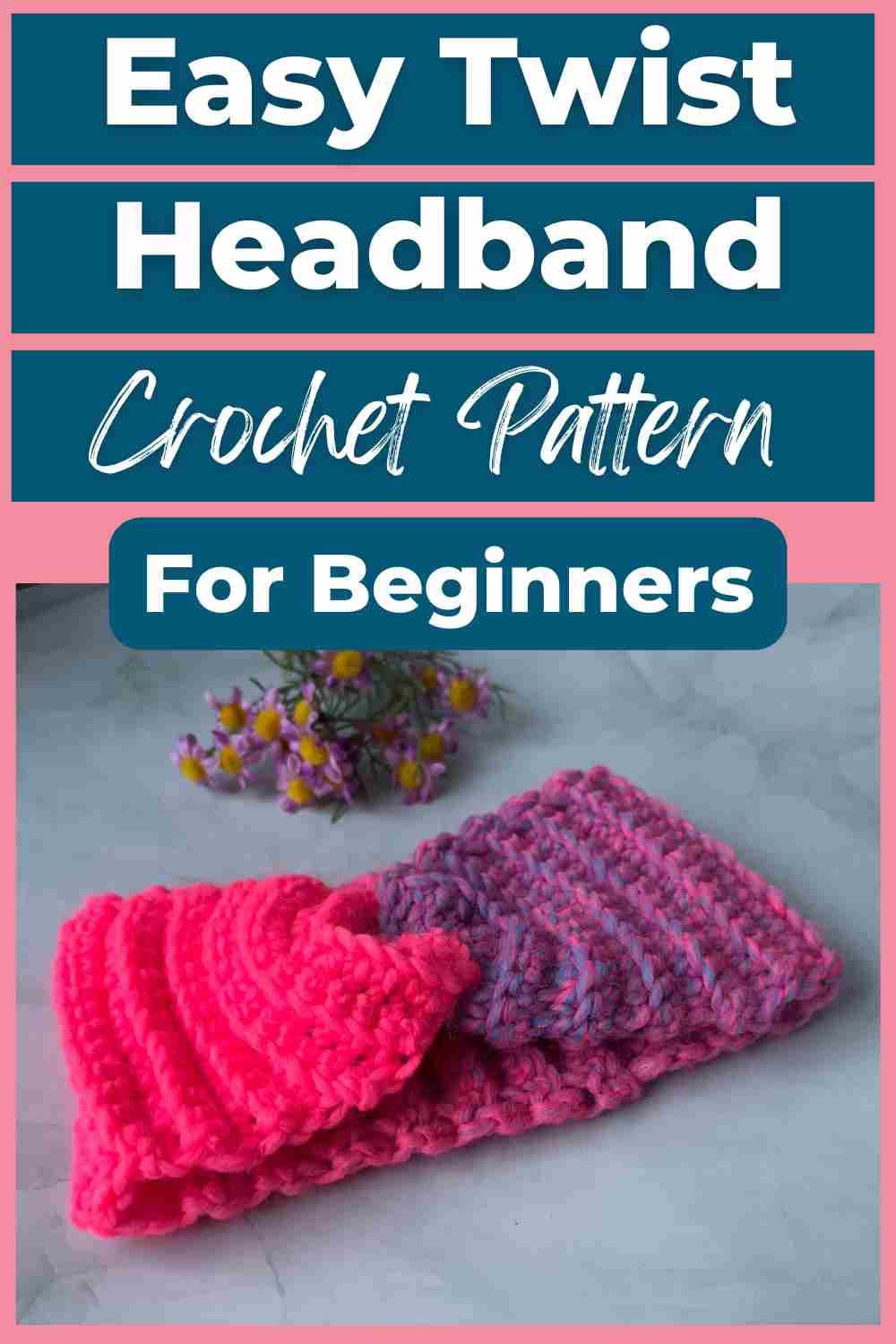 Pink and purple twist crocheted headband