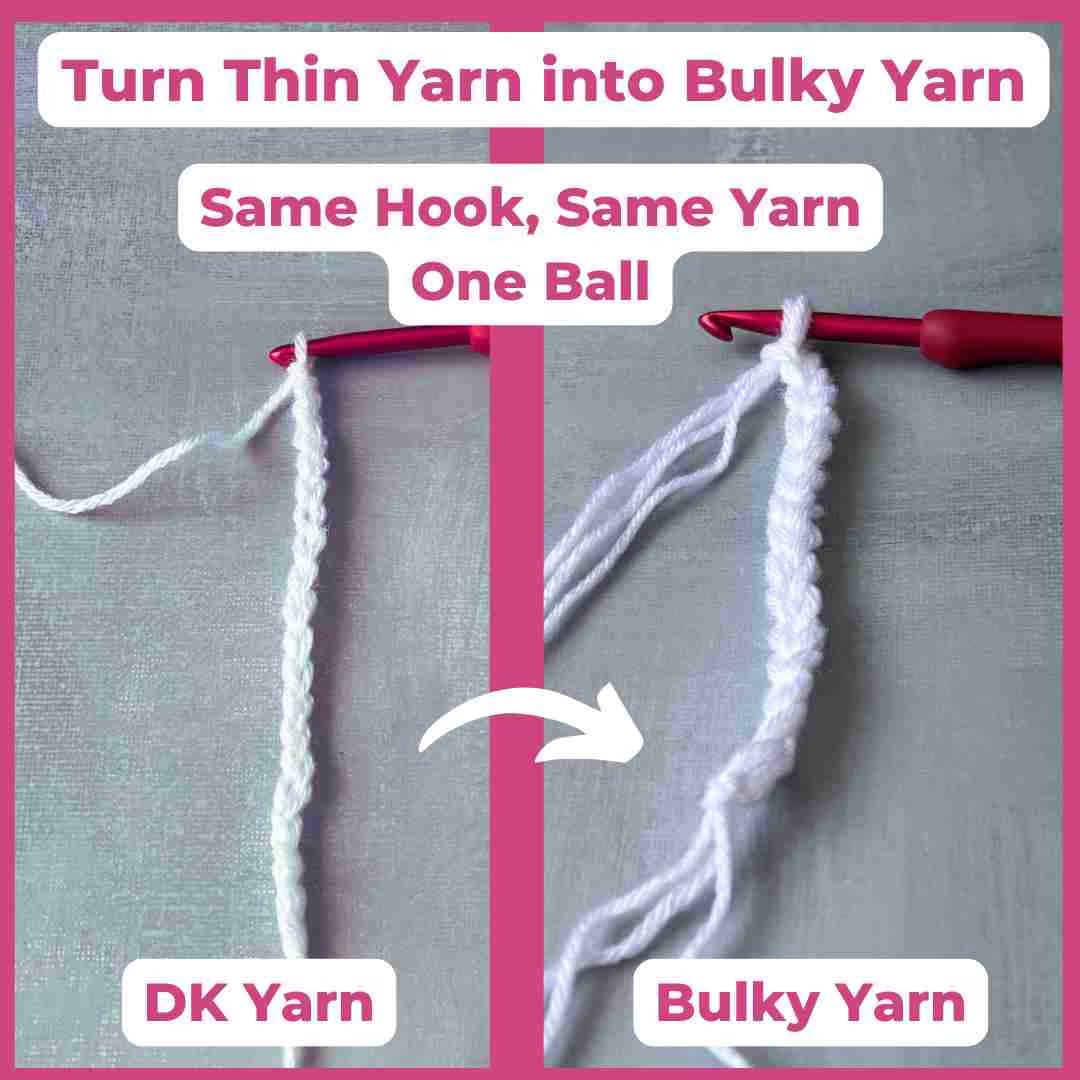 Turn thin yarn into bulky yarn Turn thin yarn into bulky yarn
