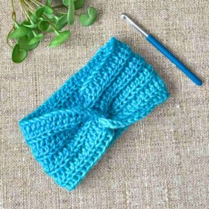 blue crochet ear warmer